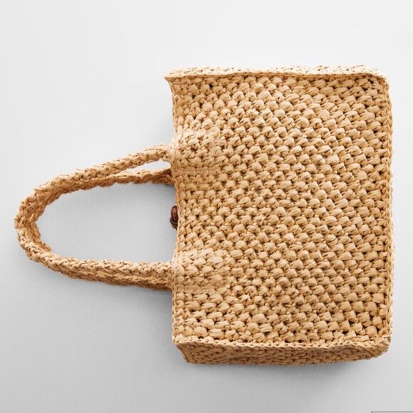 NWT MANGO Raffia Effect Shoulder Bag - Picture 5 of 5